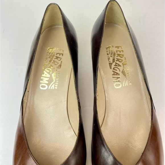 Salvatore Ferragamo Brown Leather Heels Size 7.5B - Picture 9 of 9